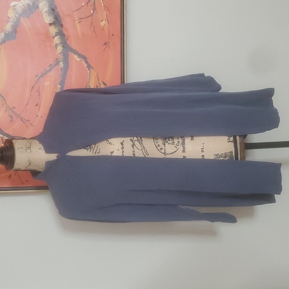 Eileen Fisher 100% Silk Open Front Button Collar Topper Size Medium - Picture 6 of 6